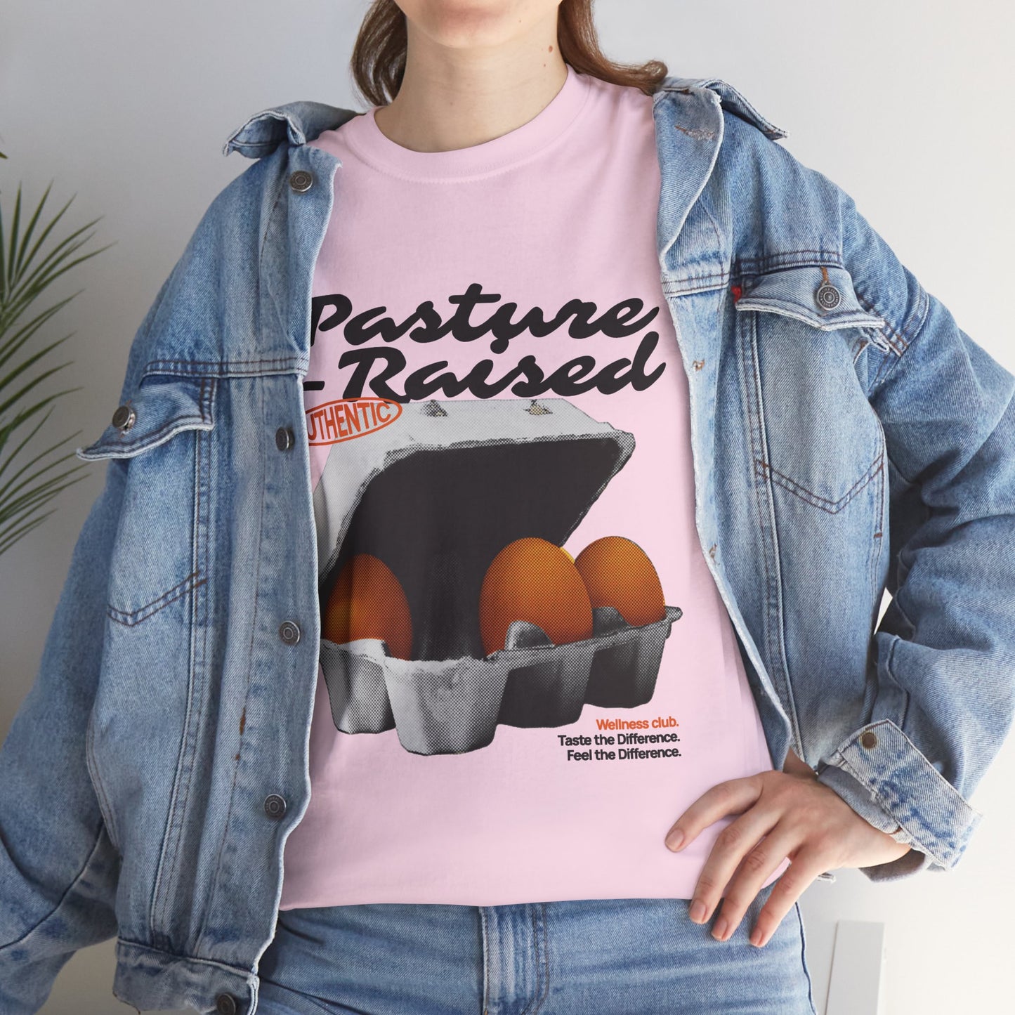 Pasture Raised Eggs Graphic T-Shirt Tee, Retro Halftone Wellness Shirt, Farmers Market Statement Top, Gildan 5000 Foodie Gift Tee