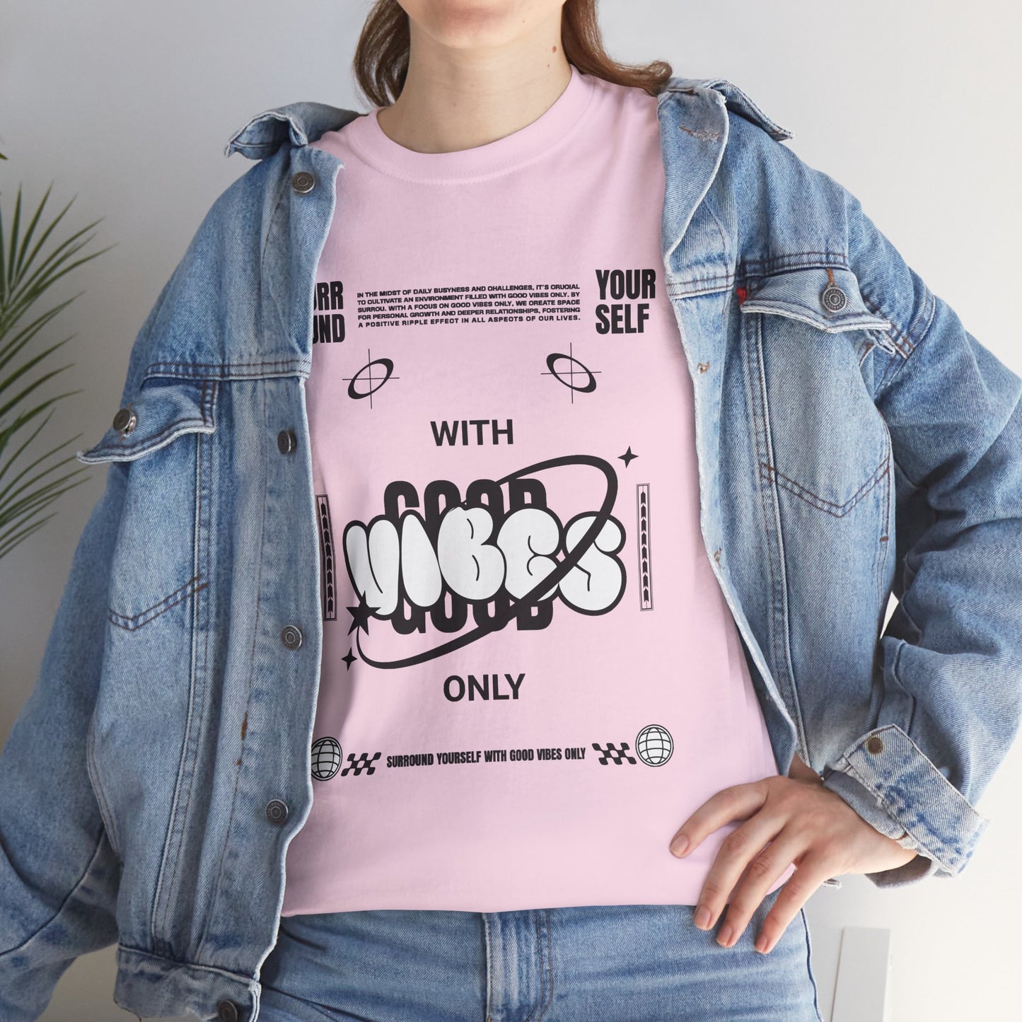 Good Vibes Bubble Letter Graphic T-Shirt Tee, Retro Bold Pop Art Shirt, Trendy Positive Statement Top, Gildan 5000 Good Vibes Gift Tee