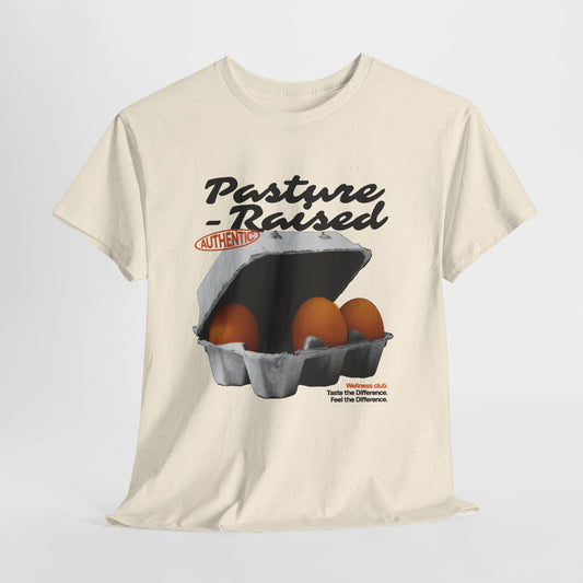 Pasture Raised Eggs Graphic T-Shirt Tee, Retro Halftone Wellness Shirt, Farmers Market Statement Top, Gildan 5000 Foodie Gift Tee