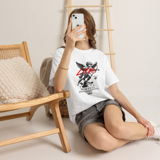 Cupid Statue T-Shirt, Love Never Fades Graphic Tee, Vintage Streetwear Shirt, Valentine's Aesthetic Gift