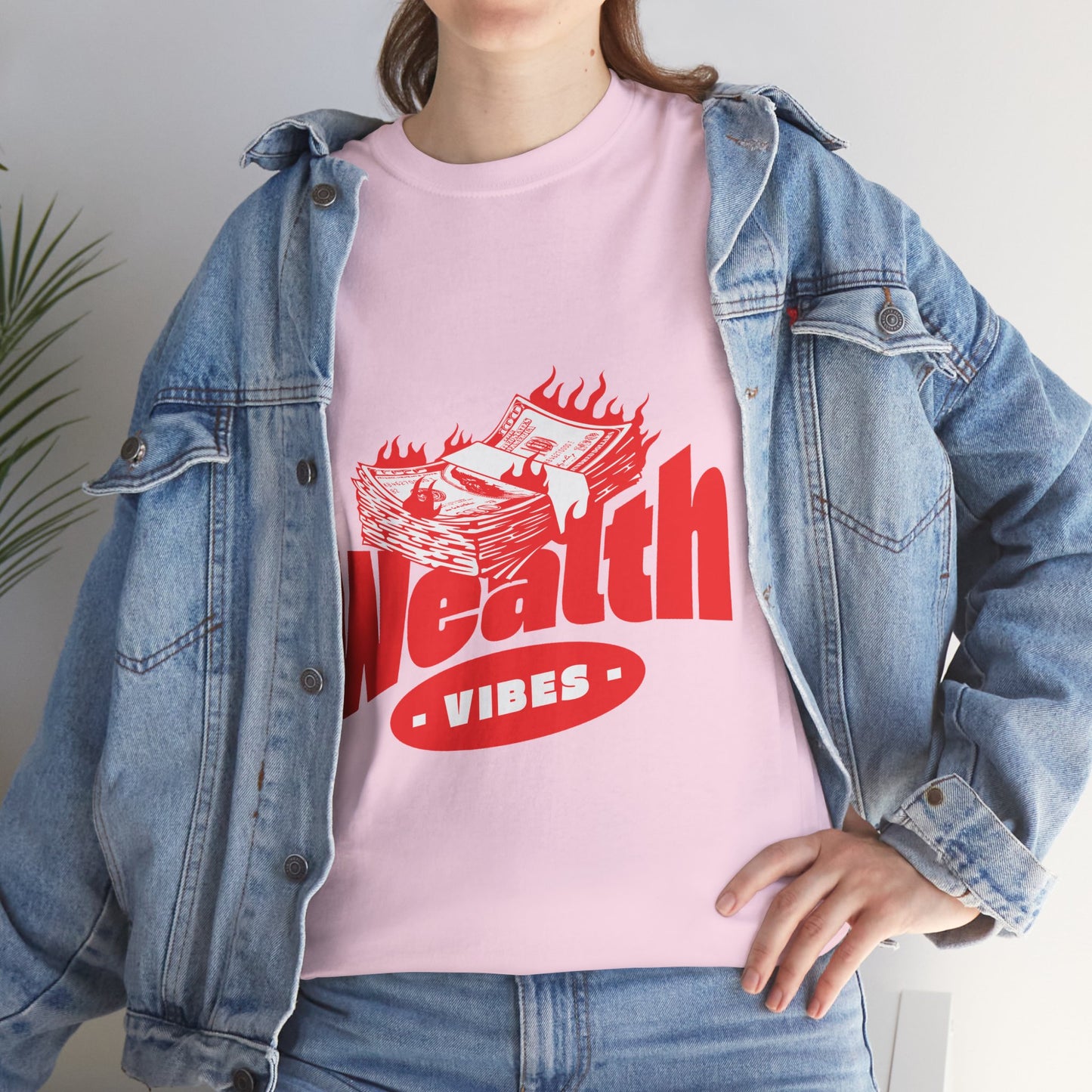 Wealth Vibes Graphic T-Shirt Tee, Bold Money Stack Streetwear Shirt, Hustle Statement Top, Gildan 5000 Money Gift Tee