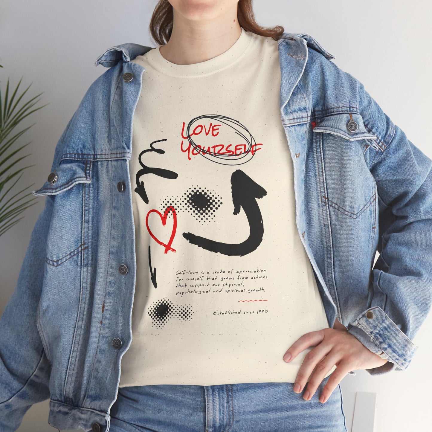 Love Yourself Graphic T-Shirt Tee, Hand Drawn Self Love Sketch Shirt, Empowering Statement Top, Gildan 5000 Self Love Gift T-Shirt