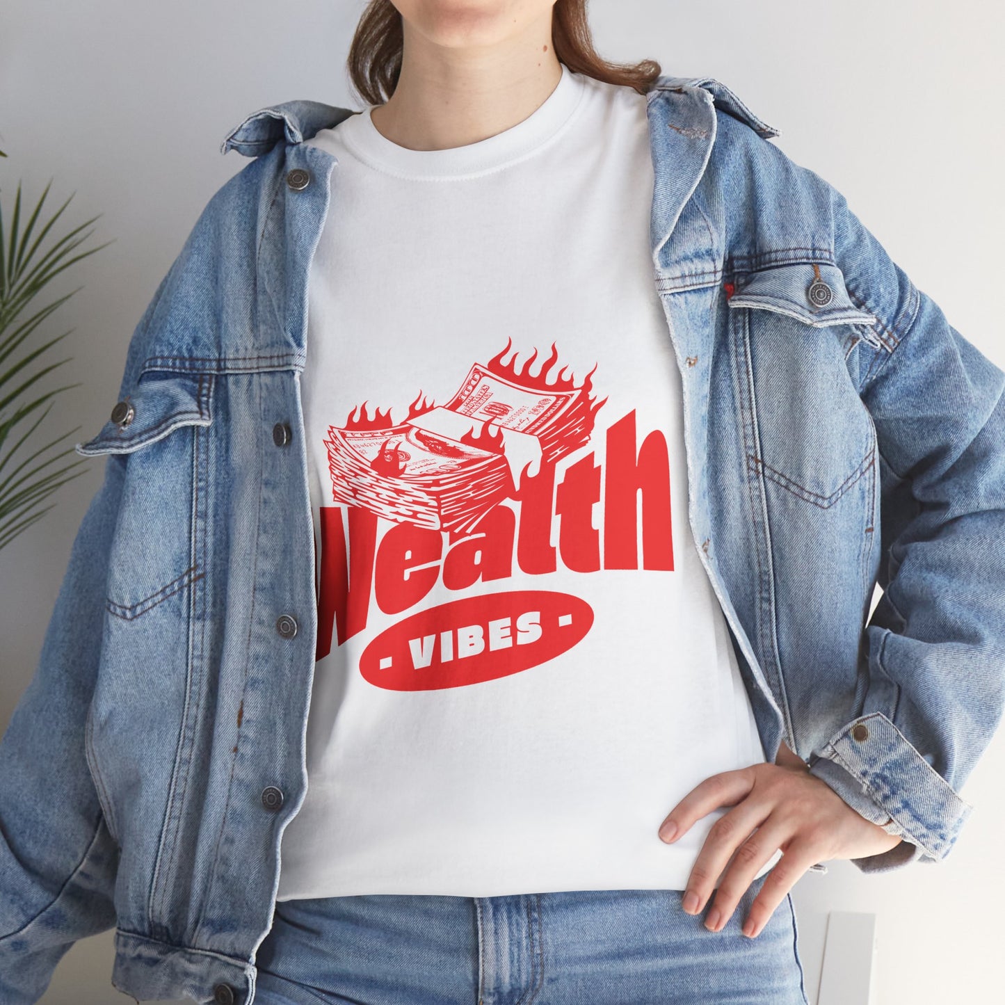 Wealth Vibes Graphic T-Shirt Tee, Bold Money Stack Streetwear Shirt, Hustle Statement Top, Gildan 5000 Money Gift Tee