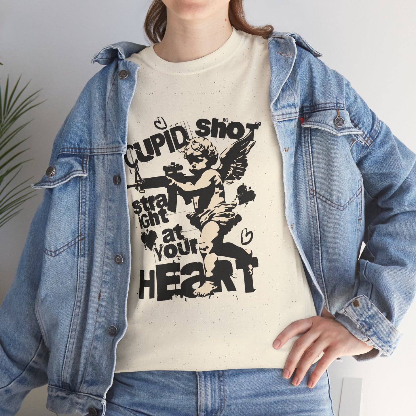 Streetwear Cupid T-Shirt Graphic Tee, Urban Grunge Cherub Shirt, Edgy Valentine Statement Top, Gildan 5000 Valentine's Day Gift Tee