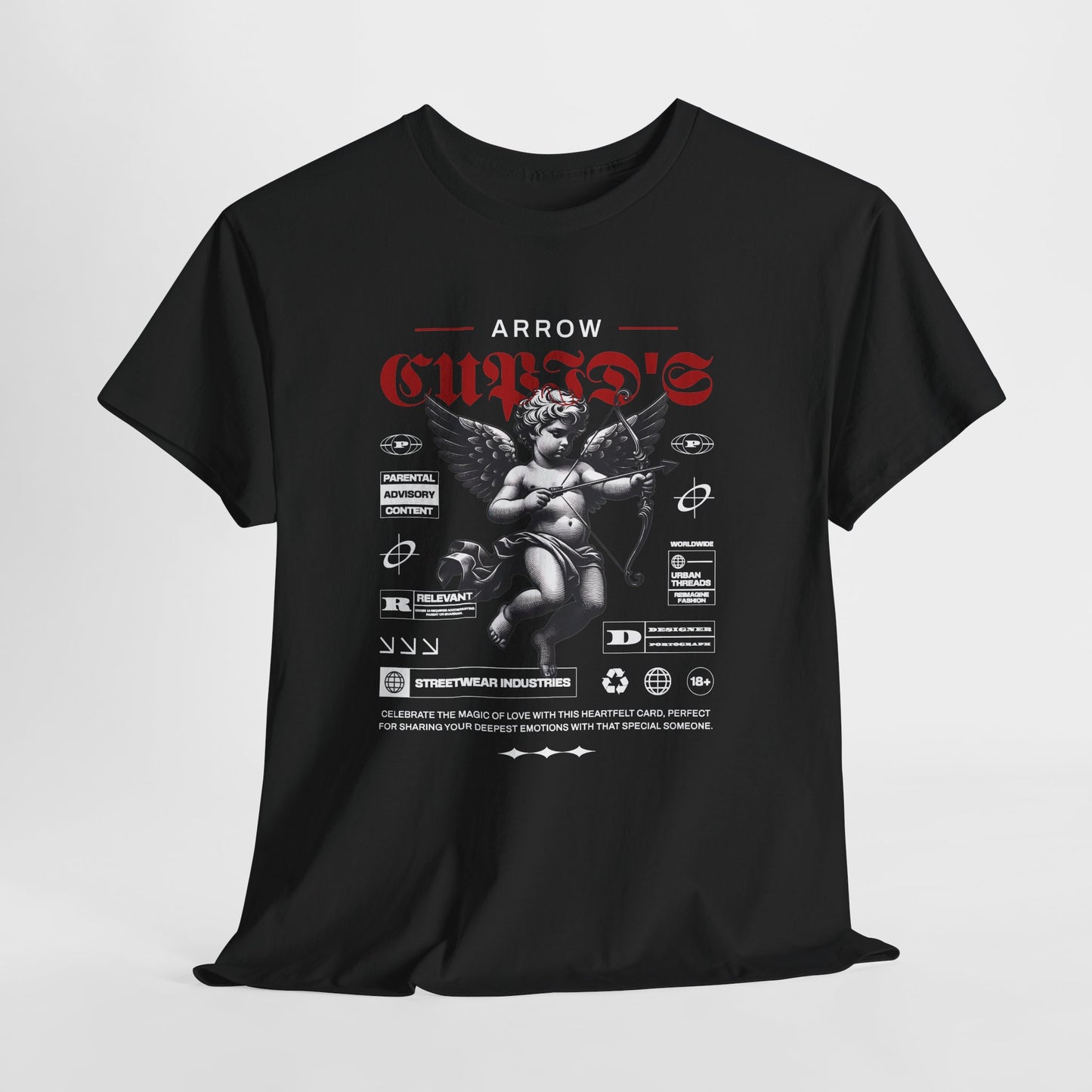 Vintage Cupid Statue T-Shirt, Cupid's Advisory Graphic Tee, Gothic Red Streetwear Shirt, Love Aesthetic Gift for Halloween