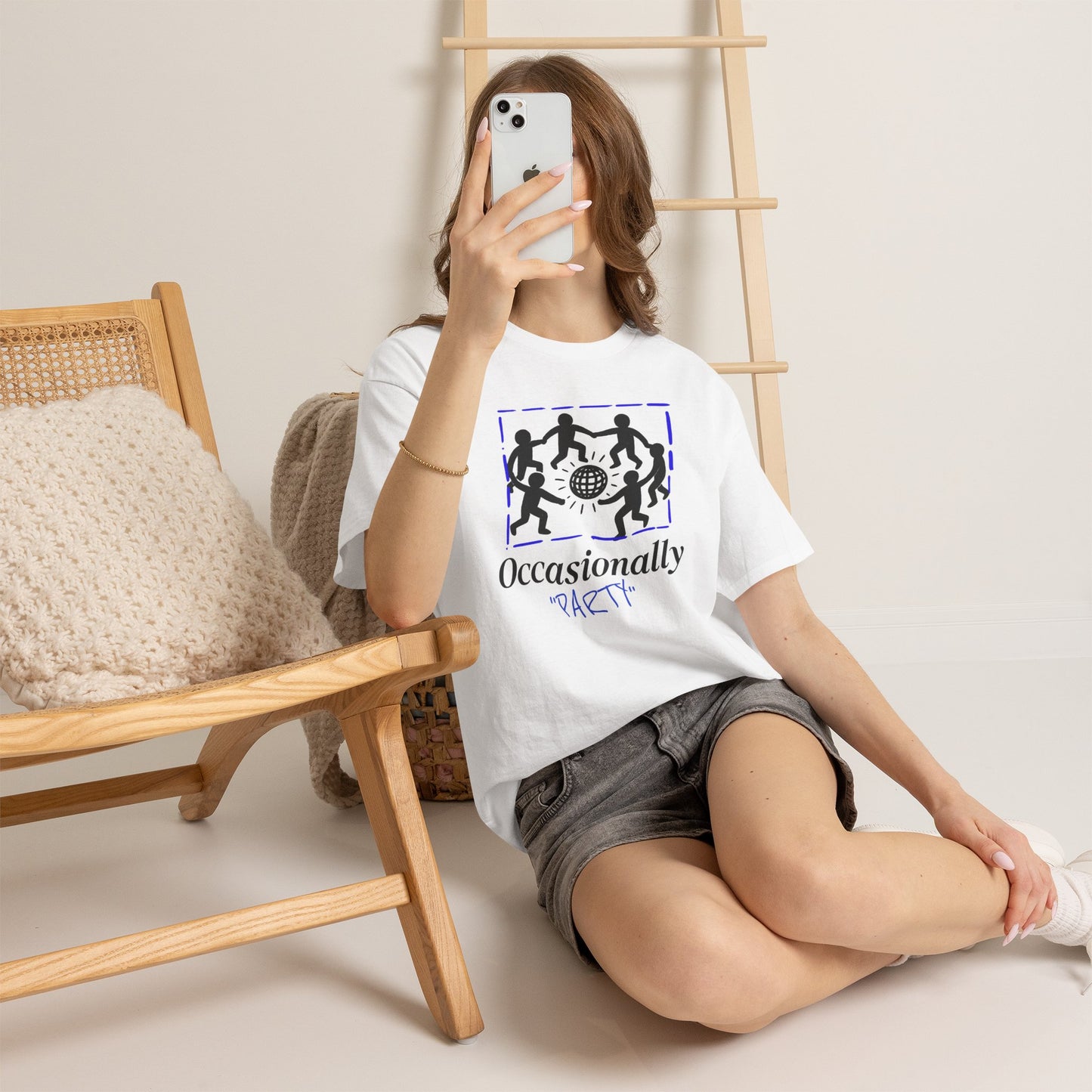 Occasionally Party Graphic T-Shirt Tee, Funny Sarcastic Dancing Shirt, Introvert Statement Top, Gildan 5000 Sarcastic Gift Tee