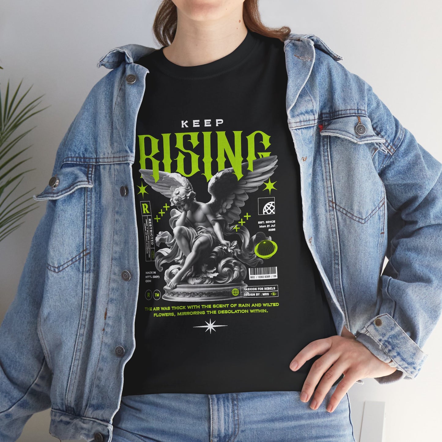 Rising Cherub Angel T-Shirt, Gothic Statue Graphic Tee, Gildan 5000 Streetwear Shirt, Dark Academia Aesthetic Gift