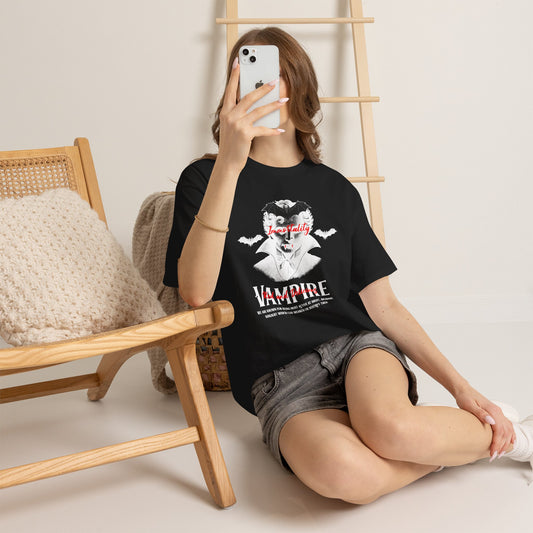 Vampire Bat T-Shirt, Immortality Gothic Graphic Tee, Halloween Script Streetwear Shirt, Red And Delicious Gift