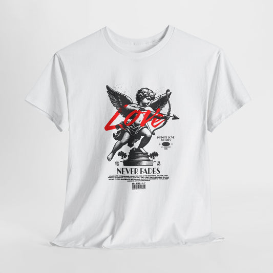 Cupid Statue T-Shirt, Love Never Fades Graphic Tee, Vintage Streetwear Shirt, Valentine's Aesthetic Gift