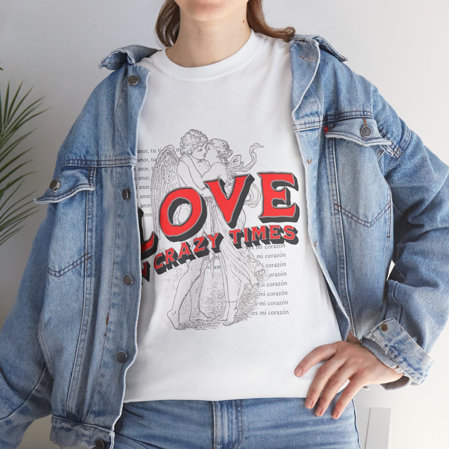 Love In Crazy Times T-Shirt, Vintage Angel Couple Graphic Tee, Romantic Streetwear Shirt, Valentine's Aesthetic Gift