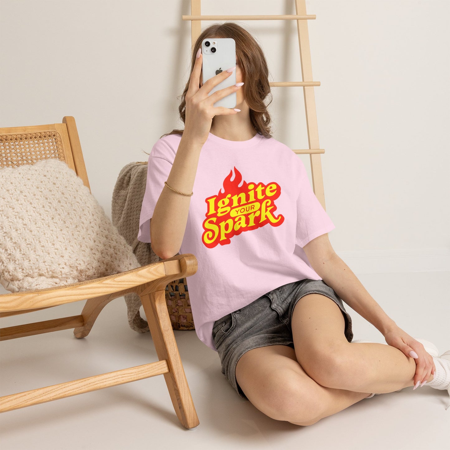 Retro Flame Ignite Graphic T-Shirt Tee, Bold Groovy Lettering Shirt, Motivational Spark Top, Gildan 5000 Inspirational Gift Tee
