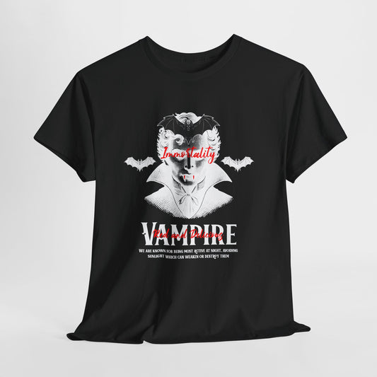 Vampire Bat T-Shirt, Immortality Gothic Graphic Tee, Halloween Script Streetwear Shirt, Red And Delicious Gift