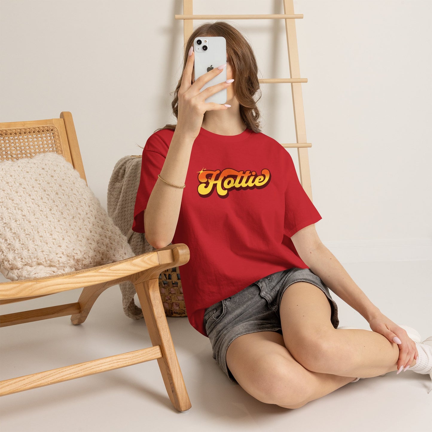 Retro Hottie Groovy Graphic T-Shirt Tee, 70s Bubble Letter Shirt, Sunset Sarcastic Statement Top, Gildan 5000 Retro Groovy Gift T-Shirt