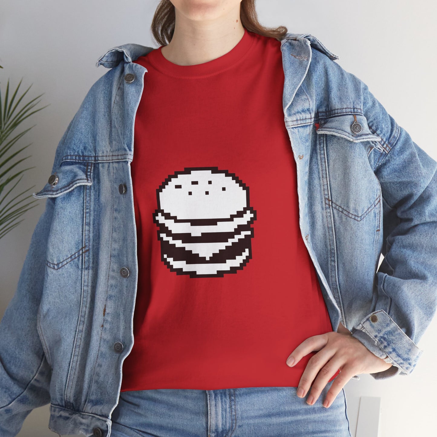 Low Res Luxury Pixel Burger Graphic T-Shirt Tee, Y2K Glitch Streetwear Shirt, Ironic Statement Top, Gildan 5000 Trendy Gift Tee