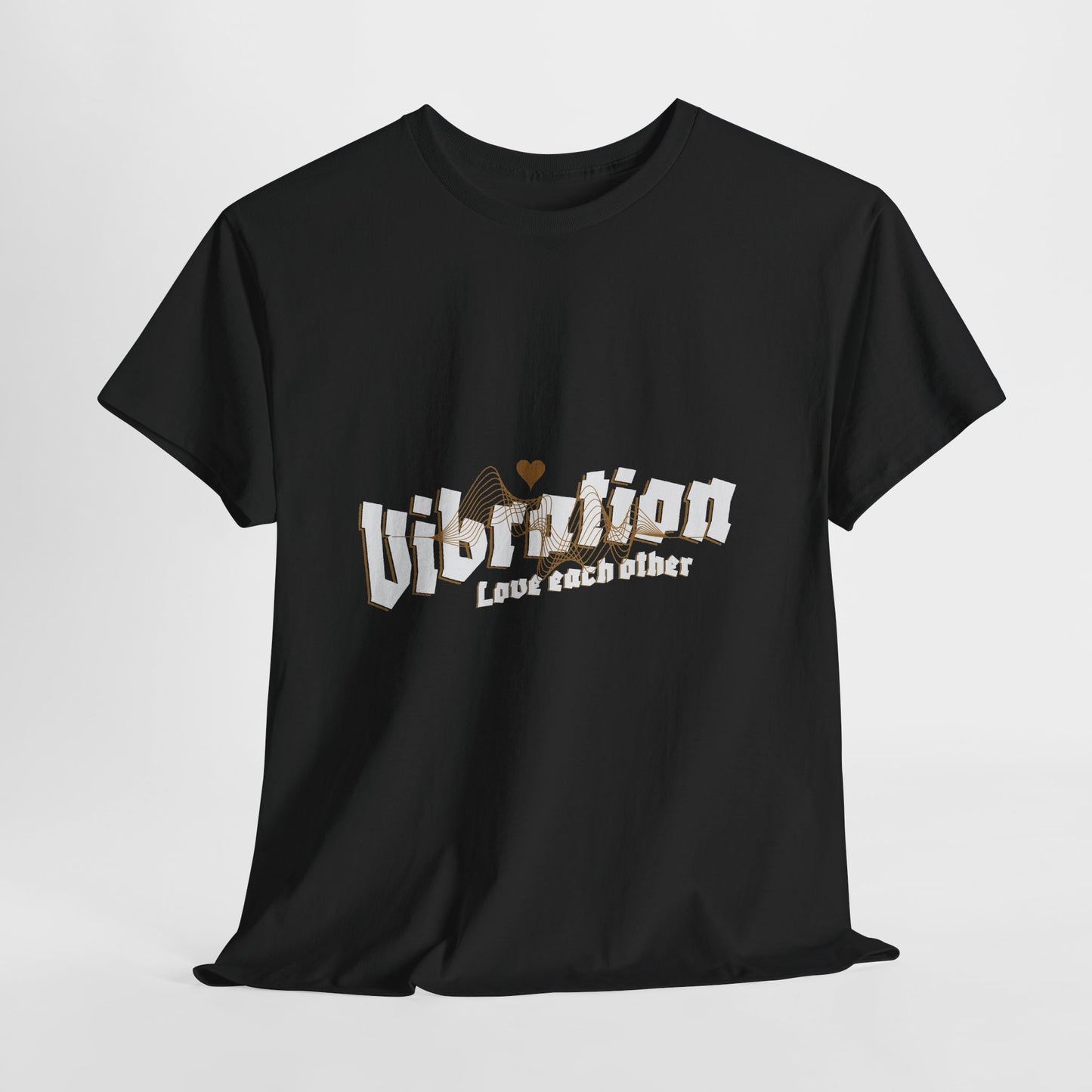 Vibration Love Each Other Graphic T-Shirt Tee, Retro Heart Statement Shirt, Trendy Wavy Top, Gildan 5000 Positive Vibes Gift Tee