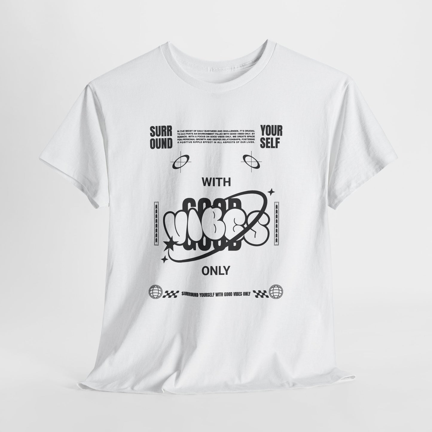 Good Vibes Bubble Letter Graphic T-Shirt Tee, Retro Bold Pop Art Shirt, Trendy Positive Statement Top, Gildan 5000 Good Vibes Gift Tee