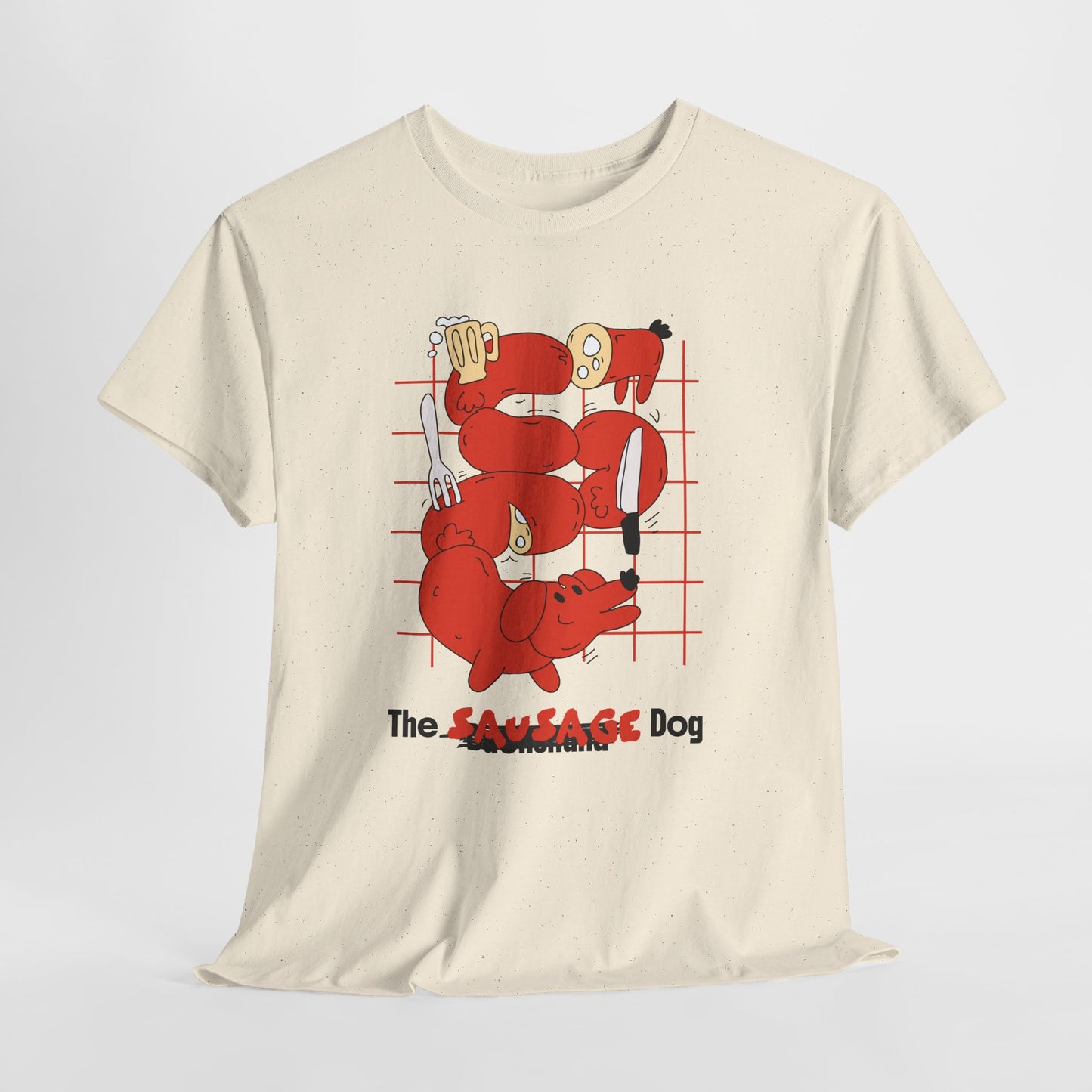 Sausage Dog T-Shirt, Funny Dachshund Cartoon Graphic Tee, Beer Pretzel Streetwear Shirt, Dog Lover Gift