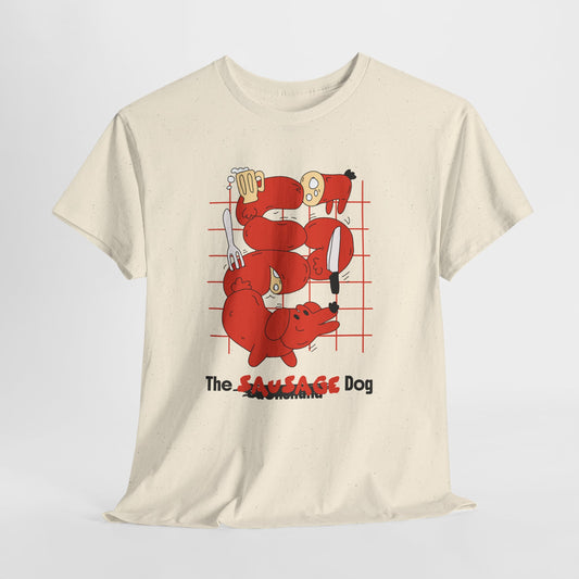 Sausage Dog T-Shirt, Funny Dachshund Cartoon Graphic Tee, Beer Pretzel Streetwear Shirt, Dog Lover Gift