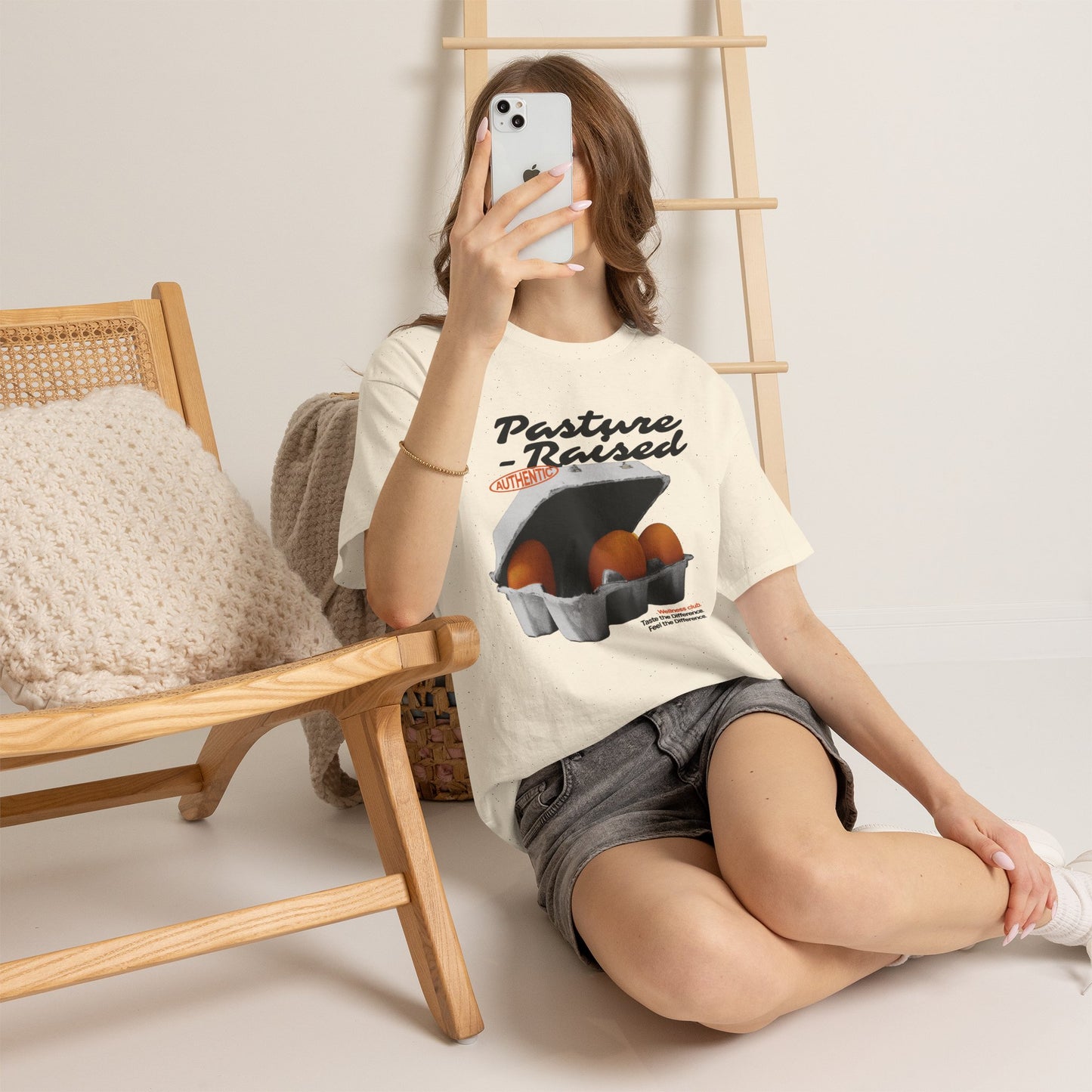 Pasture Raised Eggs Graphic T-Shirt Tee, Retro Halftone Wellness Shirt, Farmers Market Statement Top, Gildan 5000 Foodie Gift Tee