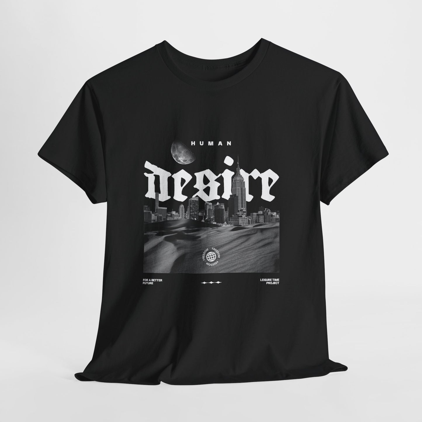 Gothic Cityscape T-Shirt | Moon Night Graphic Tee for Human Desire
