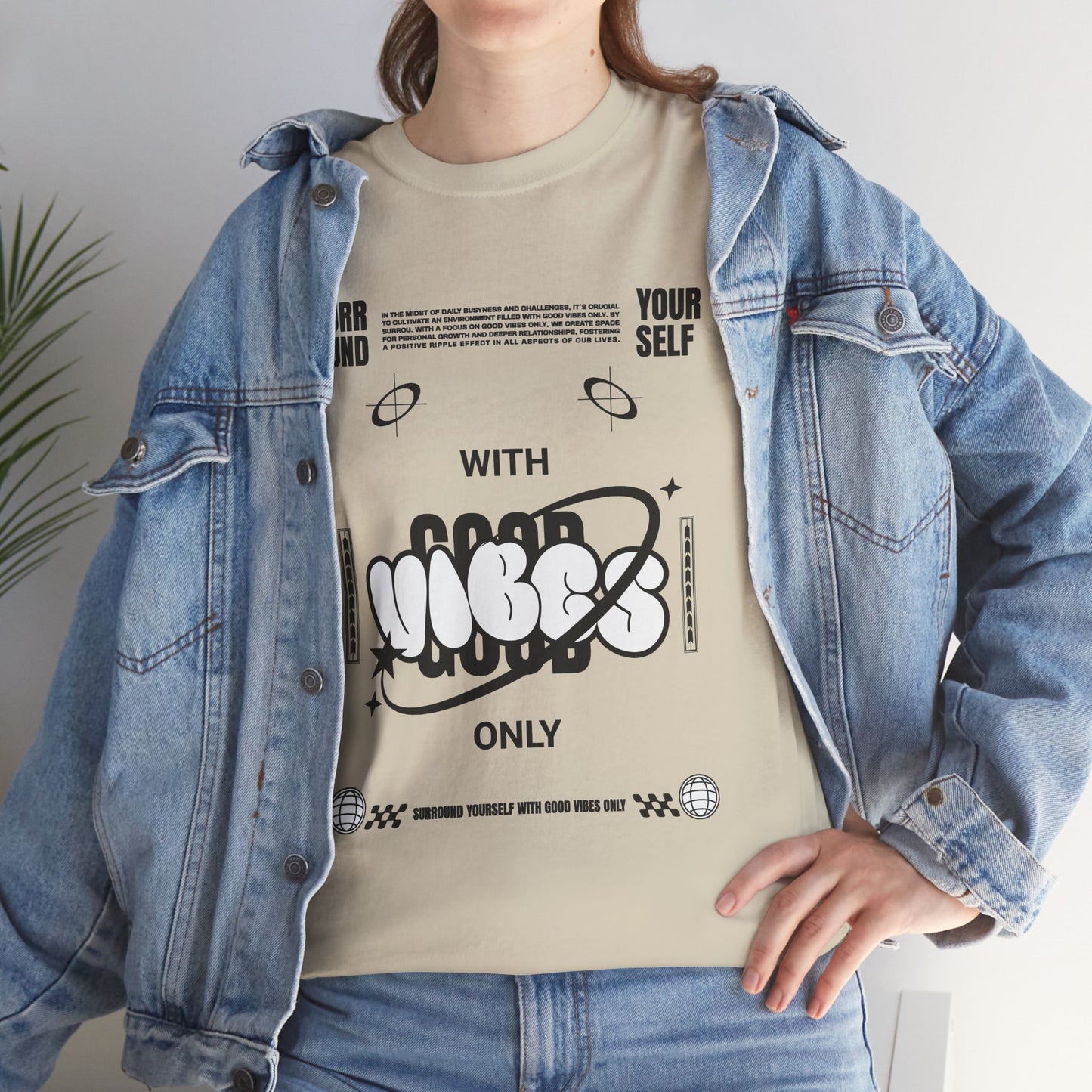 Good Vibes Bubble Letter Graphic T-Shirt Tee, Retro Bold Pop Art Shirt, Trendy Positive Statement Top, Gildan 5000 Good Vibes Gift Tee