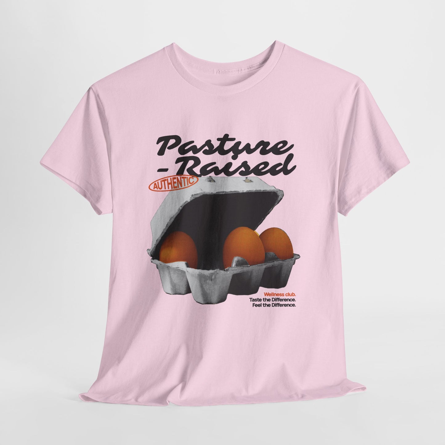 Pasture Raised Eggs Graphic T-Shirt Tee, Retro Halftone Wellness Shirt, Farmers Market Statement Top, Gildan 5000 Foodie Gift Tee