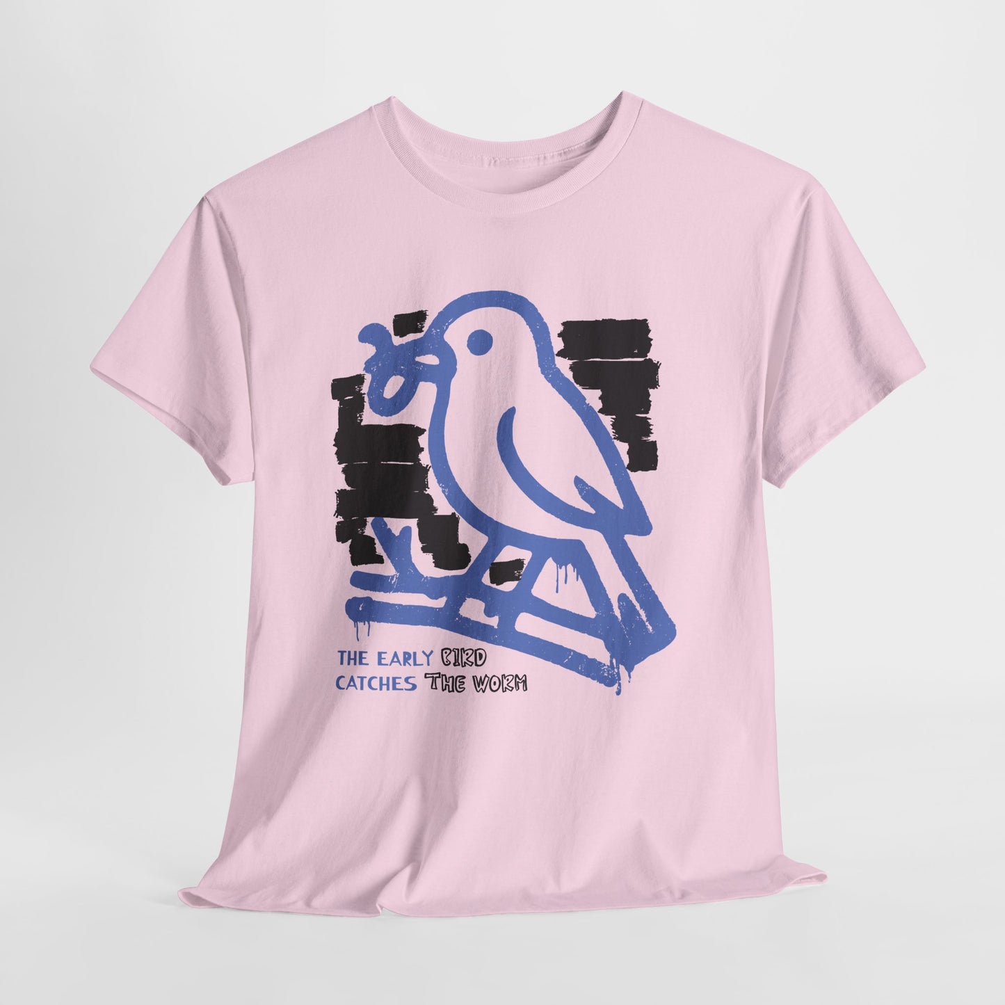Early Bird Catches The Worm Graphic T-Shirt Tee, Abstract Line Art Shirt, Bold Statement Top, Gildan 5000 Motivational Gift Tee