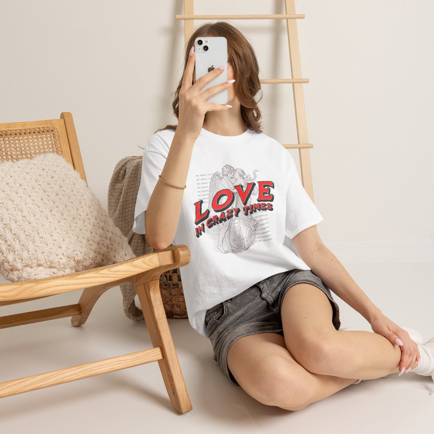 Love In Crazy Times T-Shirt, Vintage Angel Couple Graphic Tee, Romantic Streetwear Shirt, Valentine's Aesthetic Gift
