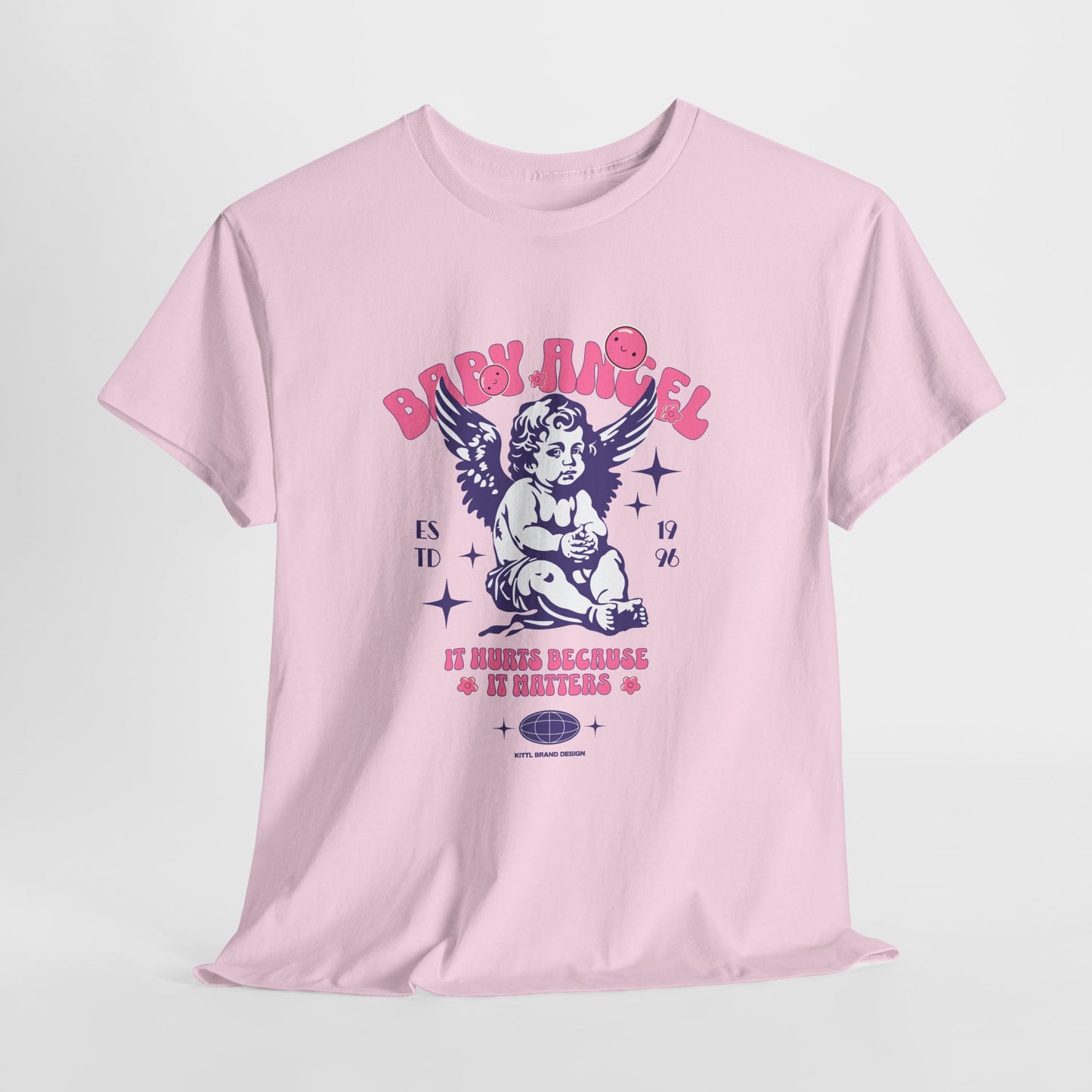 Baby Angel T-Shirt, Y2K Cherub Graphic Tee, Pink Streetwear Shirt, Emotional Aesthetic Gift