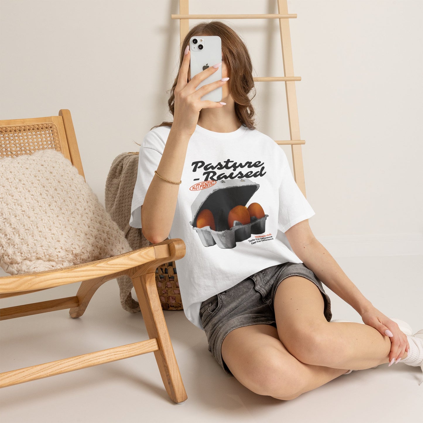 Pasture Raised Eggs Graphic T-Shirt Tee, Retro Halftone Wellness Shirt, Farmers Market Statement Top, Gildan 5000 Foodie Gift Tee