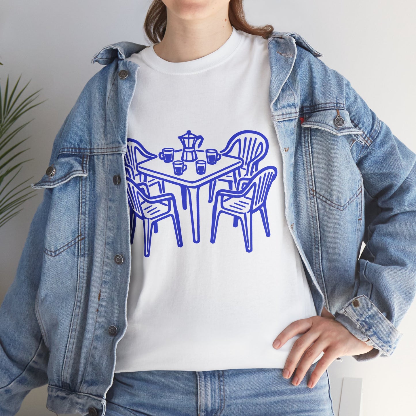 Coffee Table Line Art Graphic T-Shirt Tee, Retro Hand Drawn Shirt, Cozy Cafe Statement Top, Gildan 5000 Coffee Gift Tee