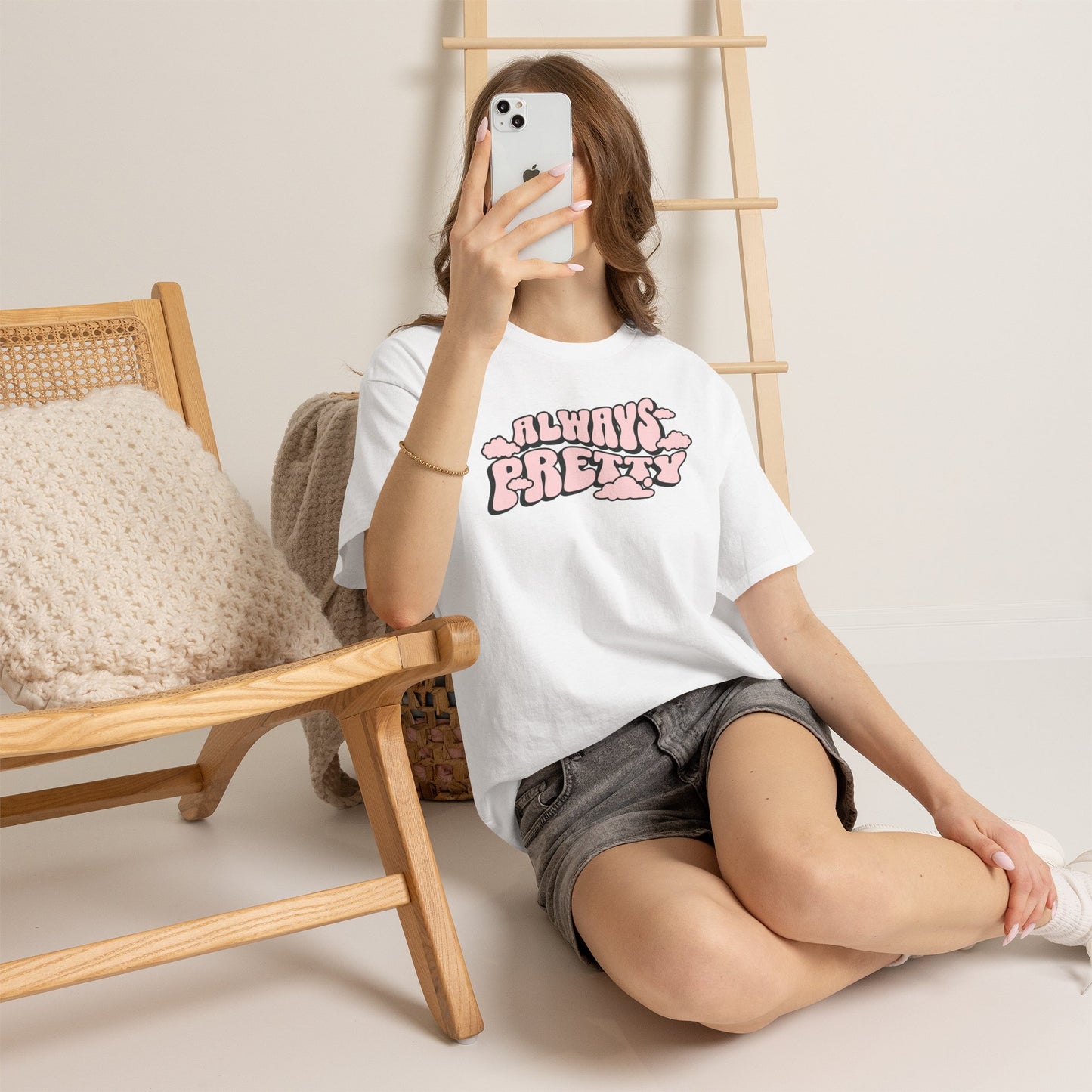 Always Pretty Bubble Letter Graphic T-Shirt Tee, Retro Puffy Streetwear Shirt, Trendy Confidence Statement Top, Gildan 5000 Gift Tee