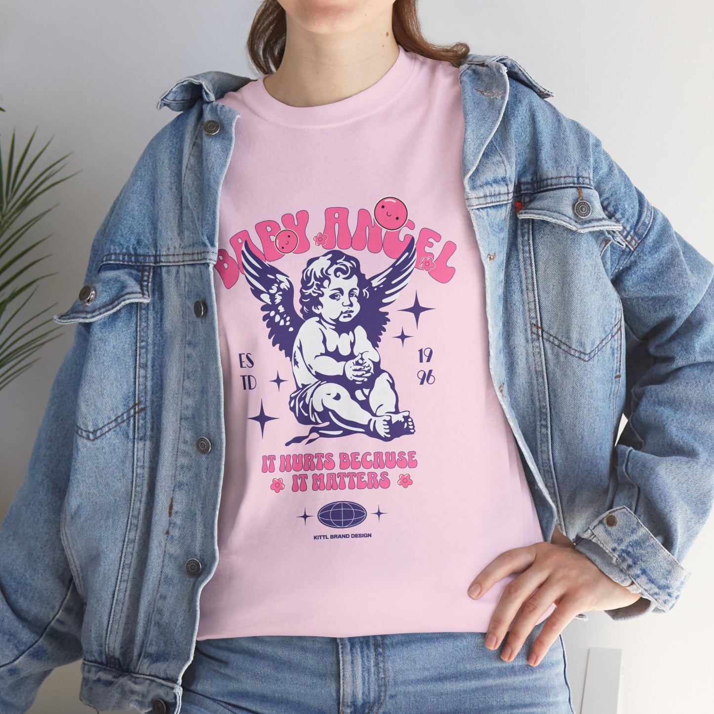 Baby Angel T-Shirt, Y2K Cherub Graphic Tee, Pink Streetwear Shirt, Emotional Aesthetic Gift