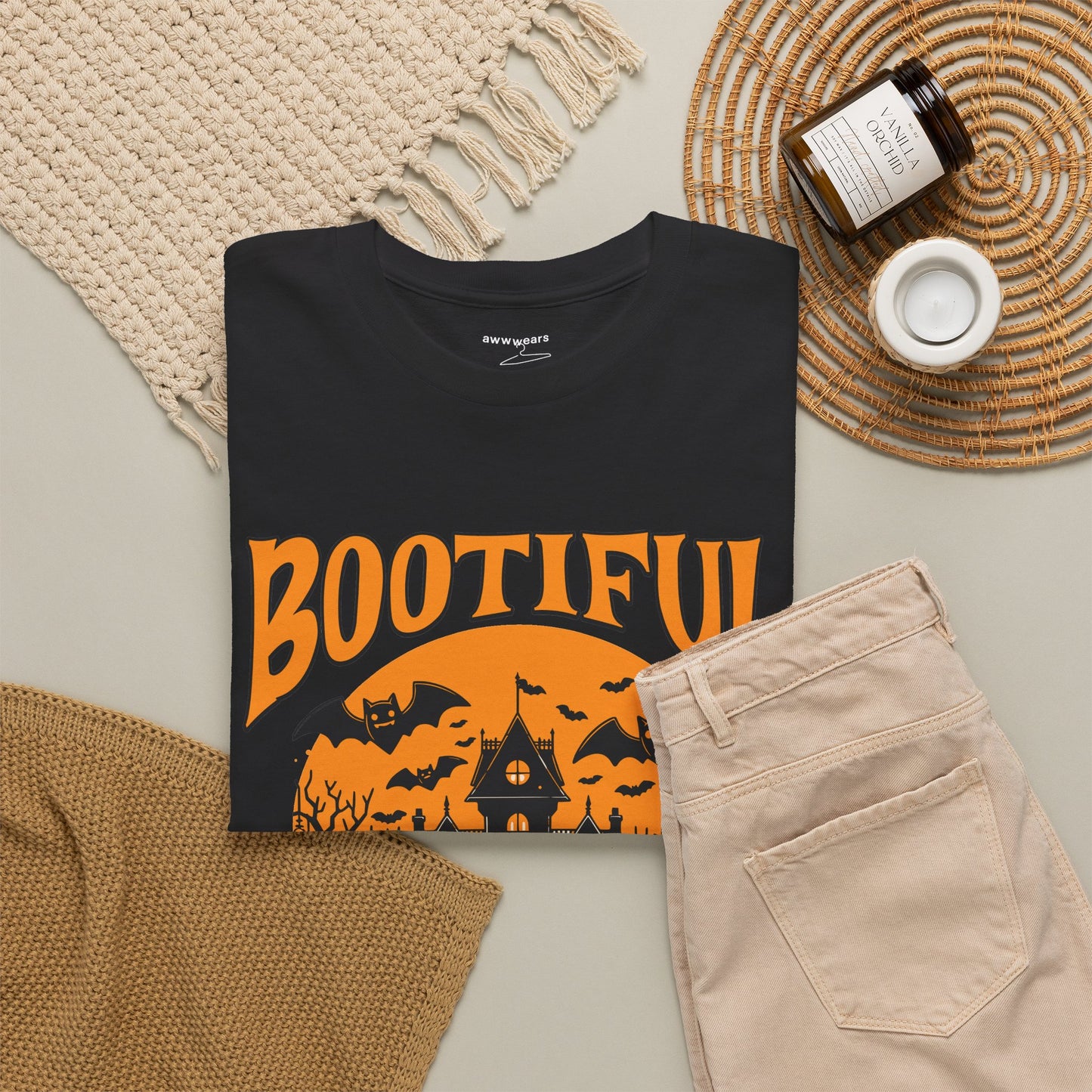 Bootiful Halloween T-Shirt, Haunted House Graphic Tee, Cute Ghost Streetwear Shirt, Spooky Season Aesthetic Gift