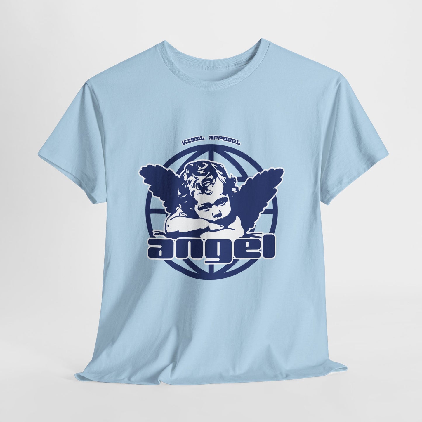 Cherub Angel T-Shirt, Vintage Globe Badge Graphic Tee, Streetwear Emblem Shirt, Classical Art Aesthetic Gift