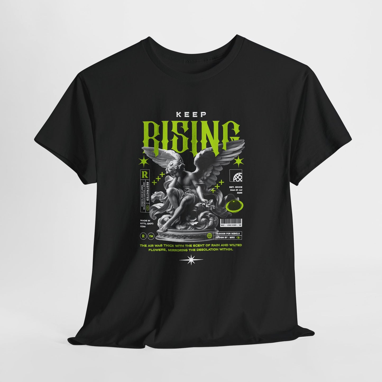 Rising Cherub Angel T-Shirt, Gothic Statue Graphic Tee, Gildan 5000 Streetwear Shirt, Dark Academia Aesthetic Gift