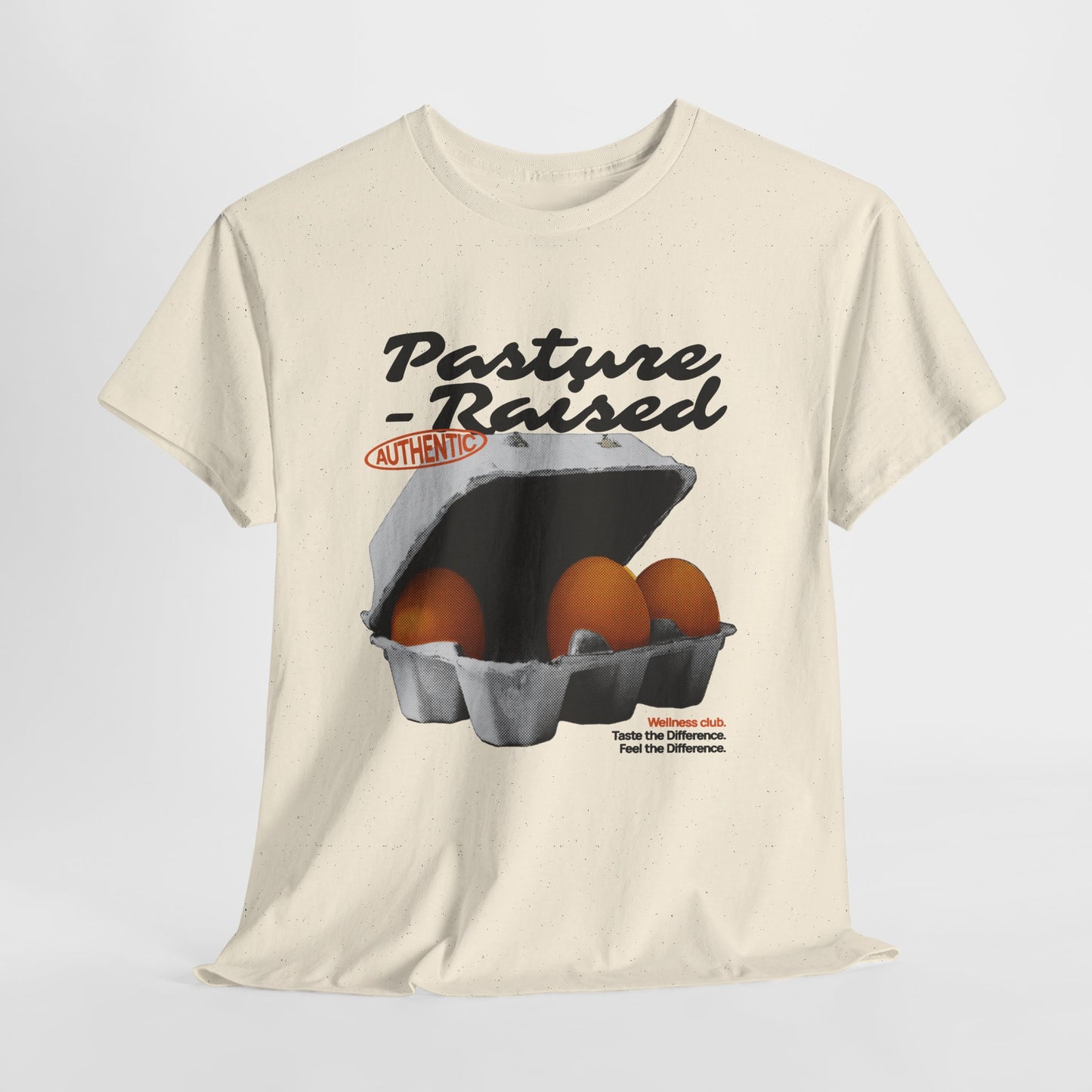 Pasture Raised Eggs Graphic T-Shirt Tee, Retro Halftone Wellness Shirt, Farmers Market Statement Top, Gildan 5000 Foodie Gift Tee