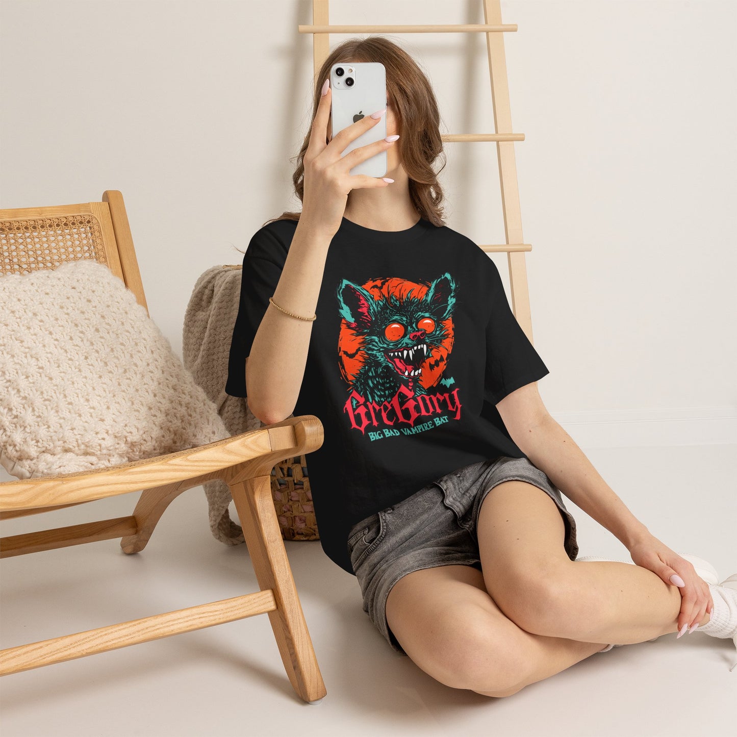 Vampire Bat Graphic T-Shirt, Gregory Halloween Horror Tee, Retro Monster Streetwear Shirt, Spooky Season Gift