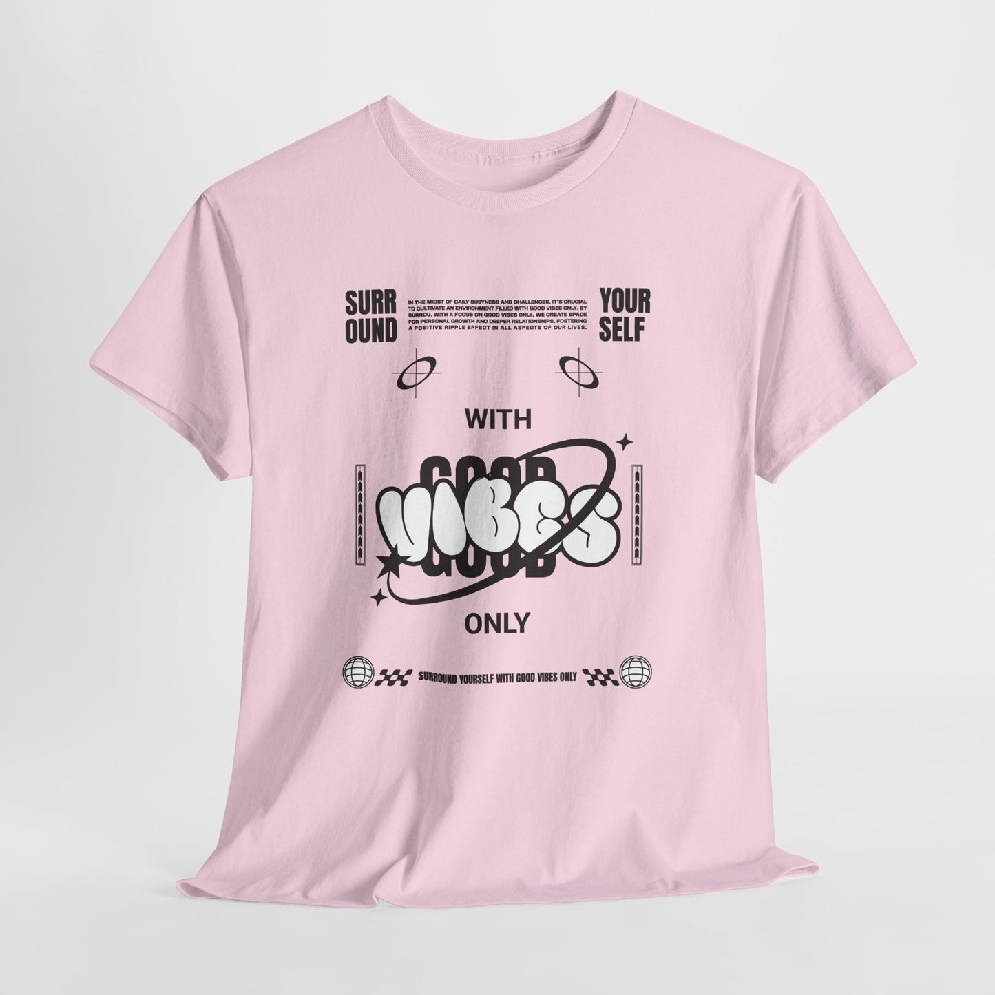Good Vibes Bubble Letter Graphic T-Shirt Tee, Retro Bold Pop Art Shirt, Trendy Positive Statement Top, Gildan 5000 Good Vibes Gift Tee
