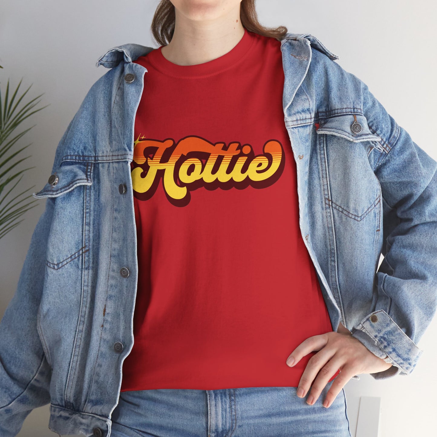 Retro Hottie Groovy Graphic T-Shirt Tee, 70s Bubble Letter Shirt, Sunset Sarcastic Statement Top, Gildan 5000 Retro Groovy Gift T-Shirt