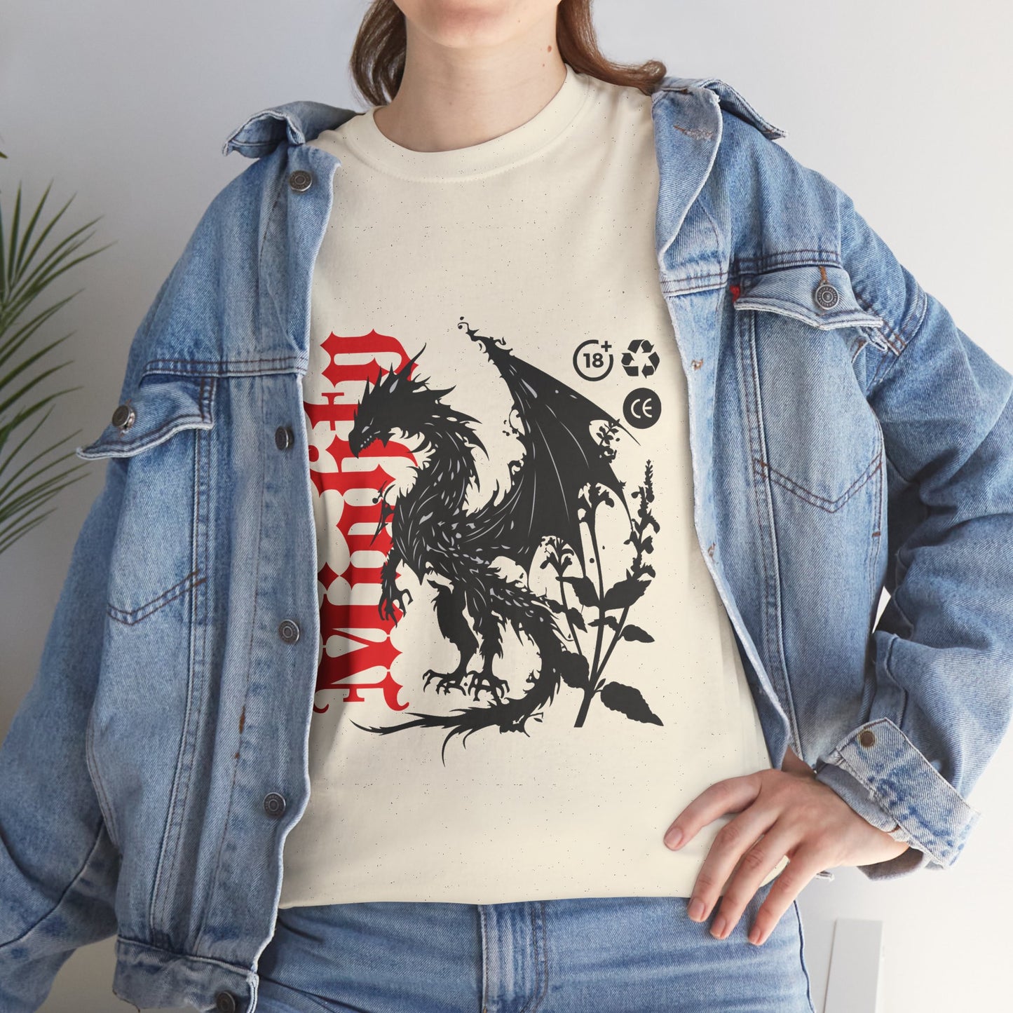 Grown Dragon T-Shirt, Gothic Fantasy Graphic Tee, Botanical Blackletter Streetwear Shirt, Dark Academia Aesthetic Gift for Halloween
