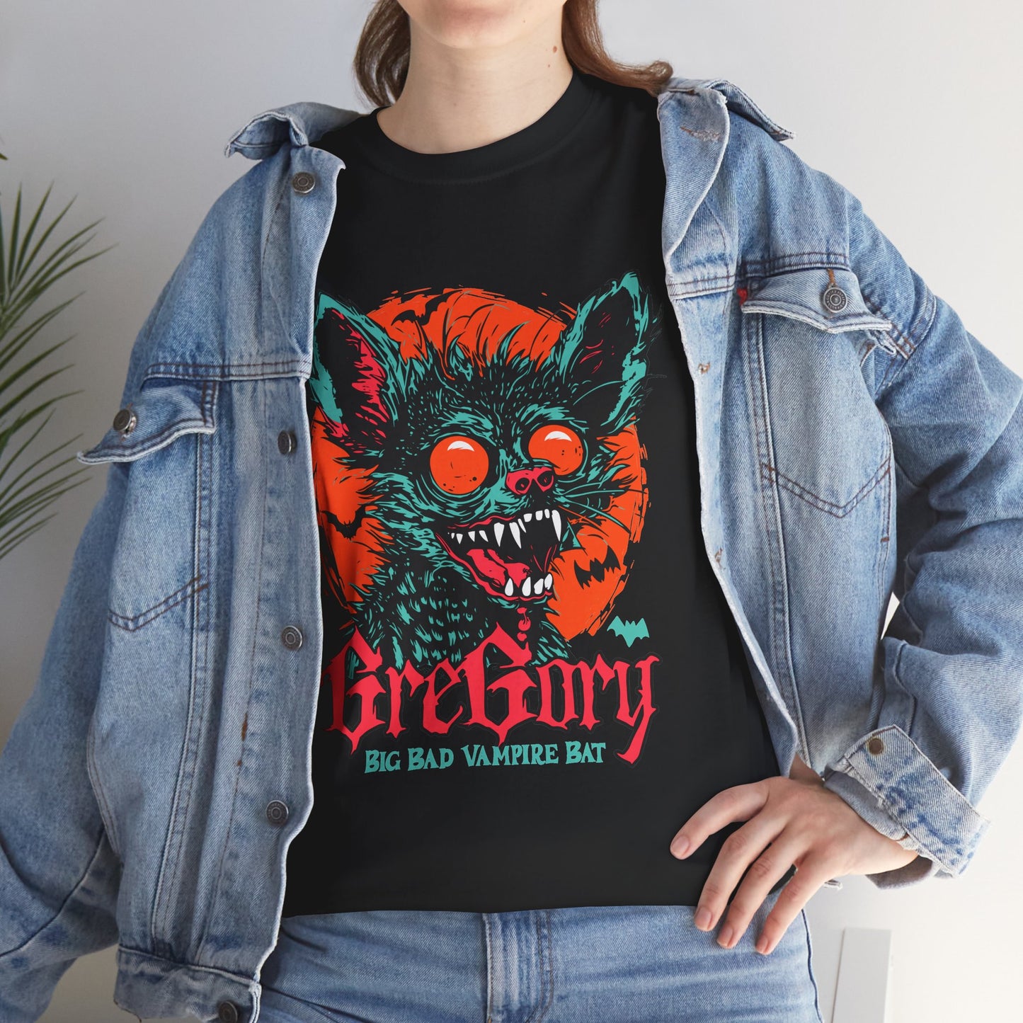 Vampire Bat Graphic T-Shirt, Gregory Halloween Horror Tee, Retro Monster Streetwear Shirt, Spooky Season Gift