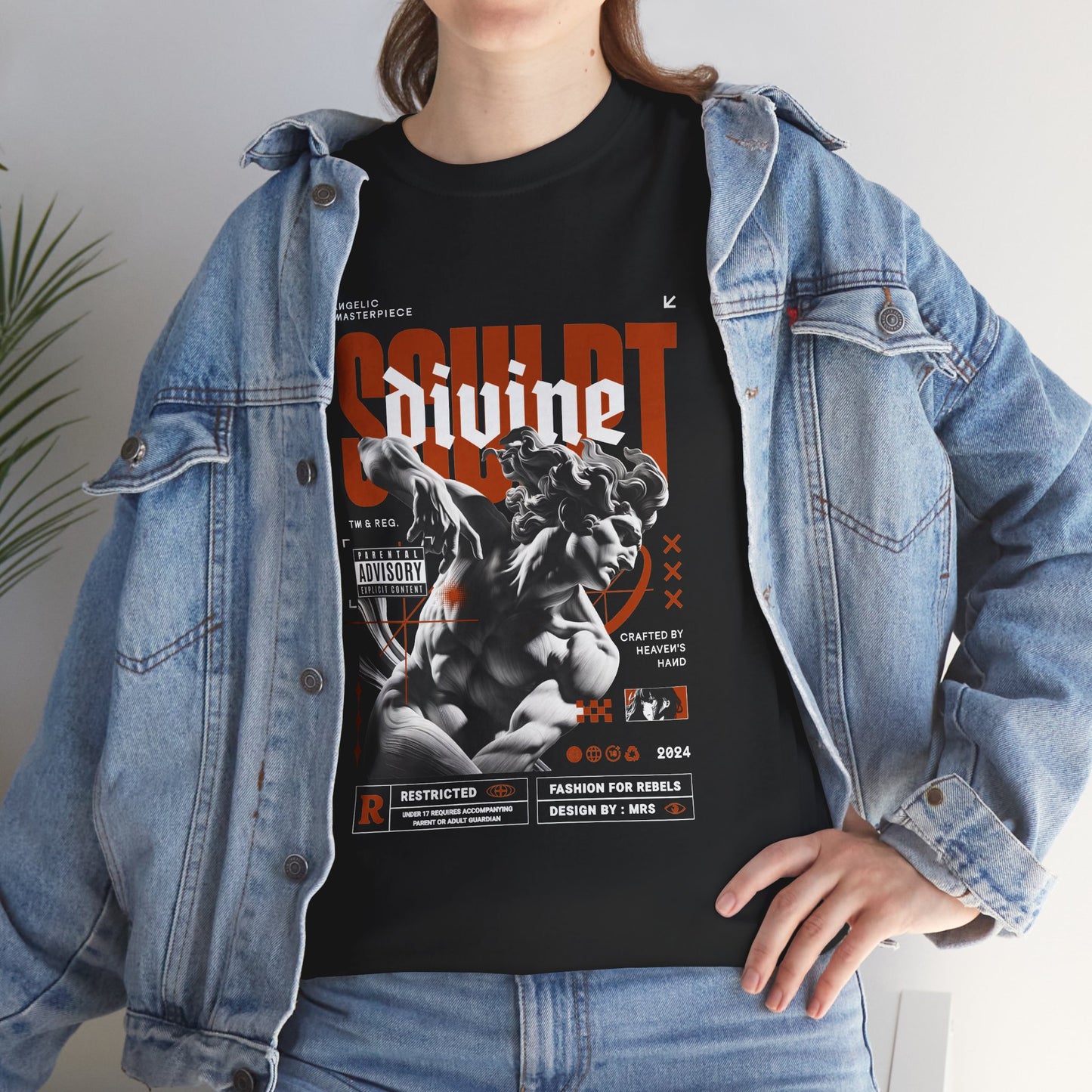 Sculpt Statue T-Shirt, Gothic Marble Warrior Graphic Tee, Streetwear Parental Advisory Shirt, Dark Academia Aesthetic Gift for Halloween