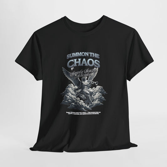 Summon The Chaos T-Shirt, Gothic Angel Trumpet Statue Graphic Tee, Spooky Season Streetwear Shirt, Halloween Vintage Aesthetic Gift