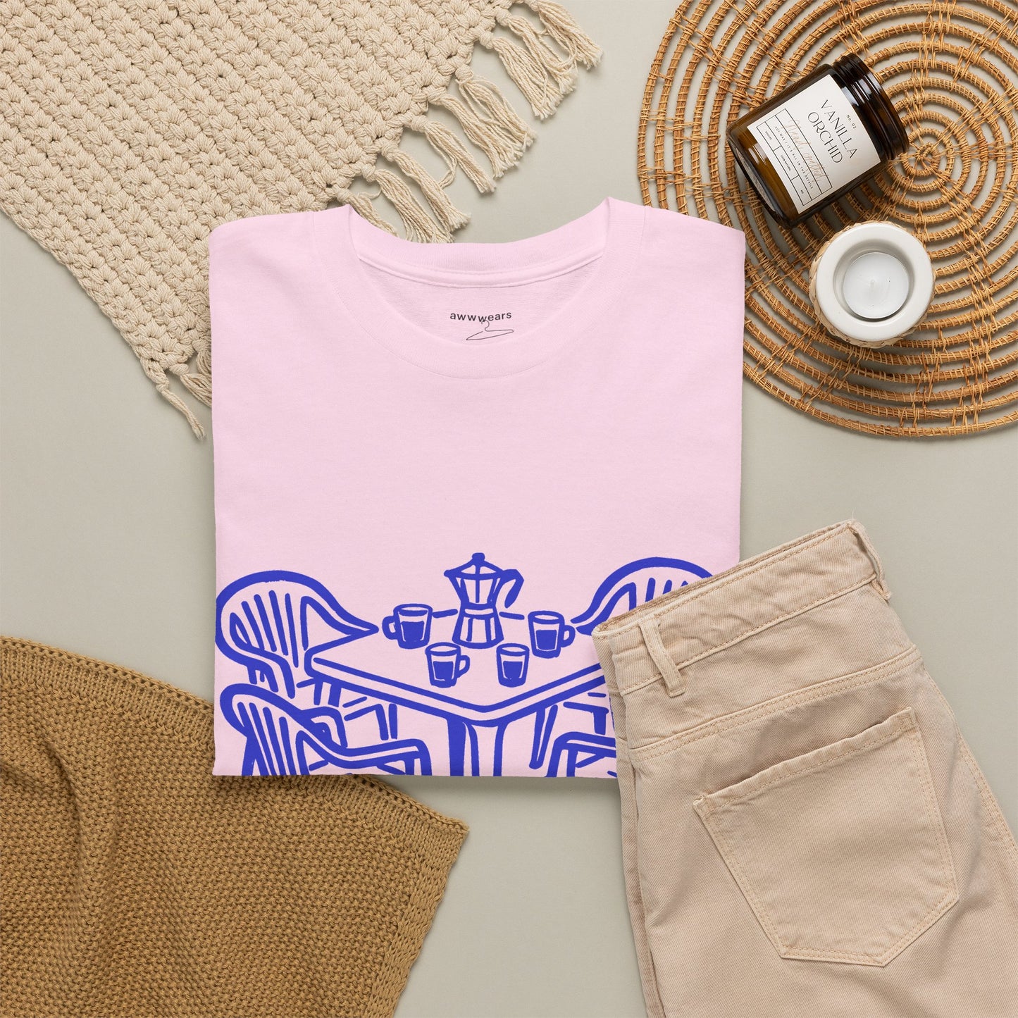 Coffee Table Line Art Graphic T-Shirt Tee, Retro Hand Drawn Shirt, Cozy Cafe Statement Top, Gildan 5000 Coffee Gift Tee