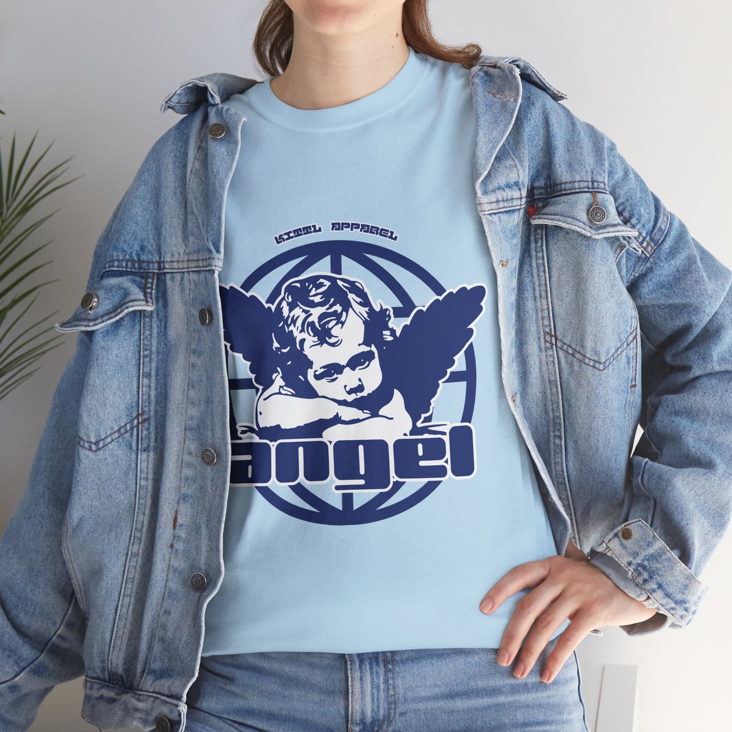 Cherub Angel T-Shirt, Vintage Globe Badge Graphic Tee, Streetwear Emblem Shirt, Classical Art Aesthetic Gift