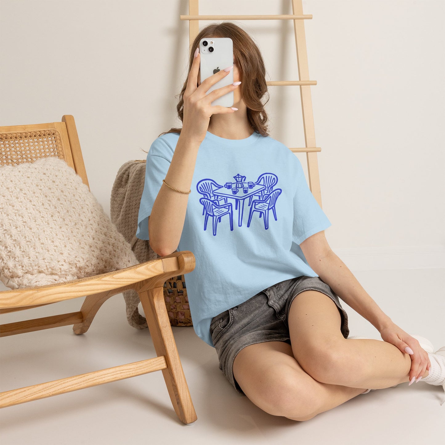 Coffee Table Line Art Graphic T-Shirt Tee, Retro Hand Drawn Shirt, Cozy Cafe Statement Top, Gildan 5000 Coffee Gift Tee