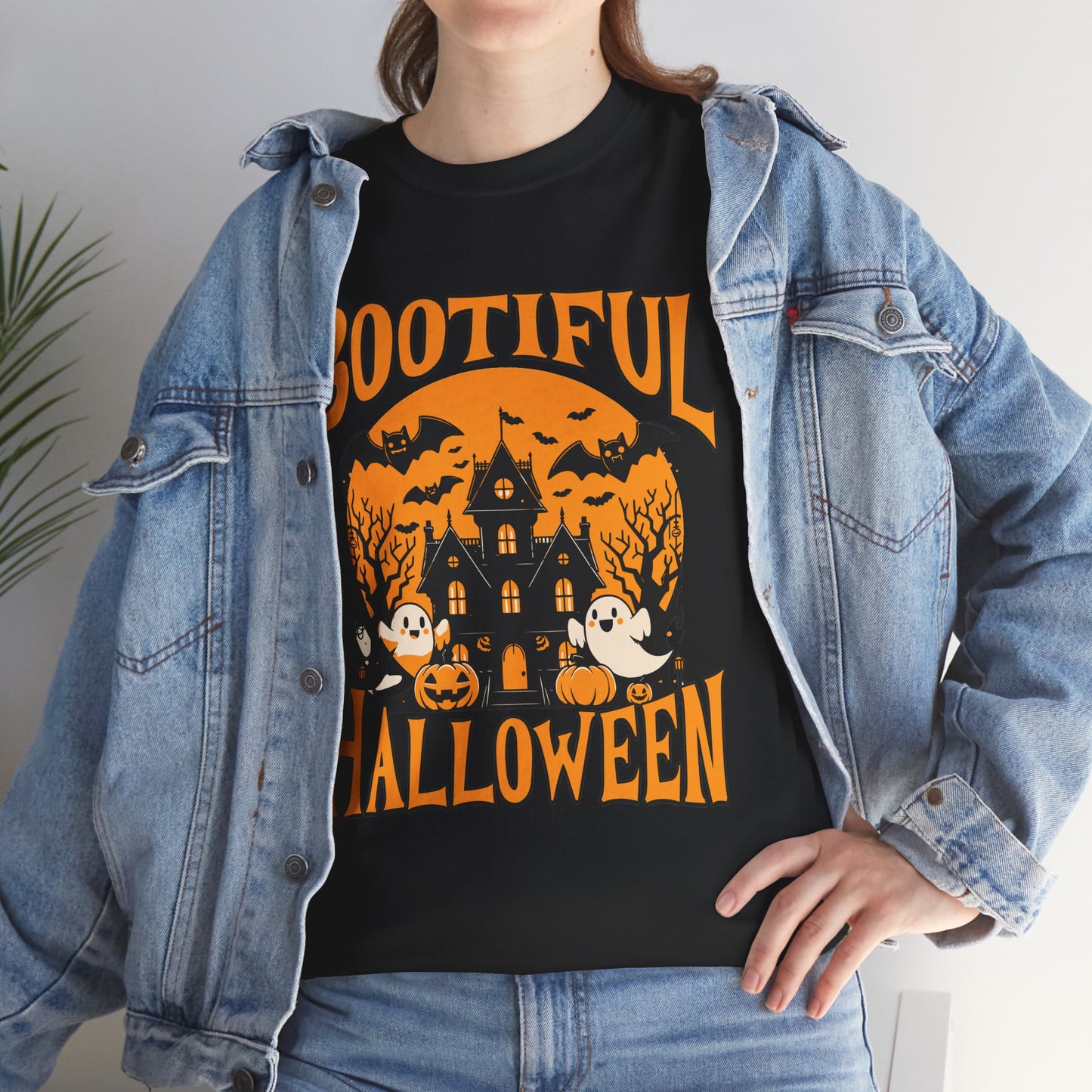 Bootiful Halloween T-Shirt, Haunted House Graphic Tee, Cute Ghost Streetwear Shirt, Spooky Season Aesthetic Gift