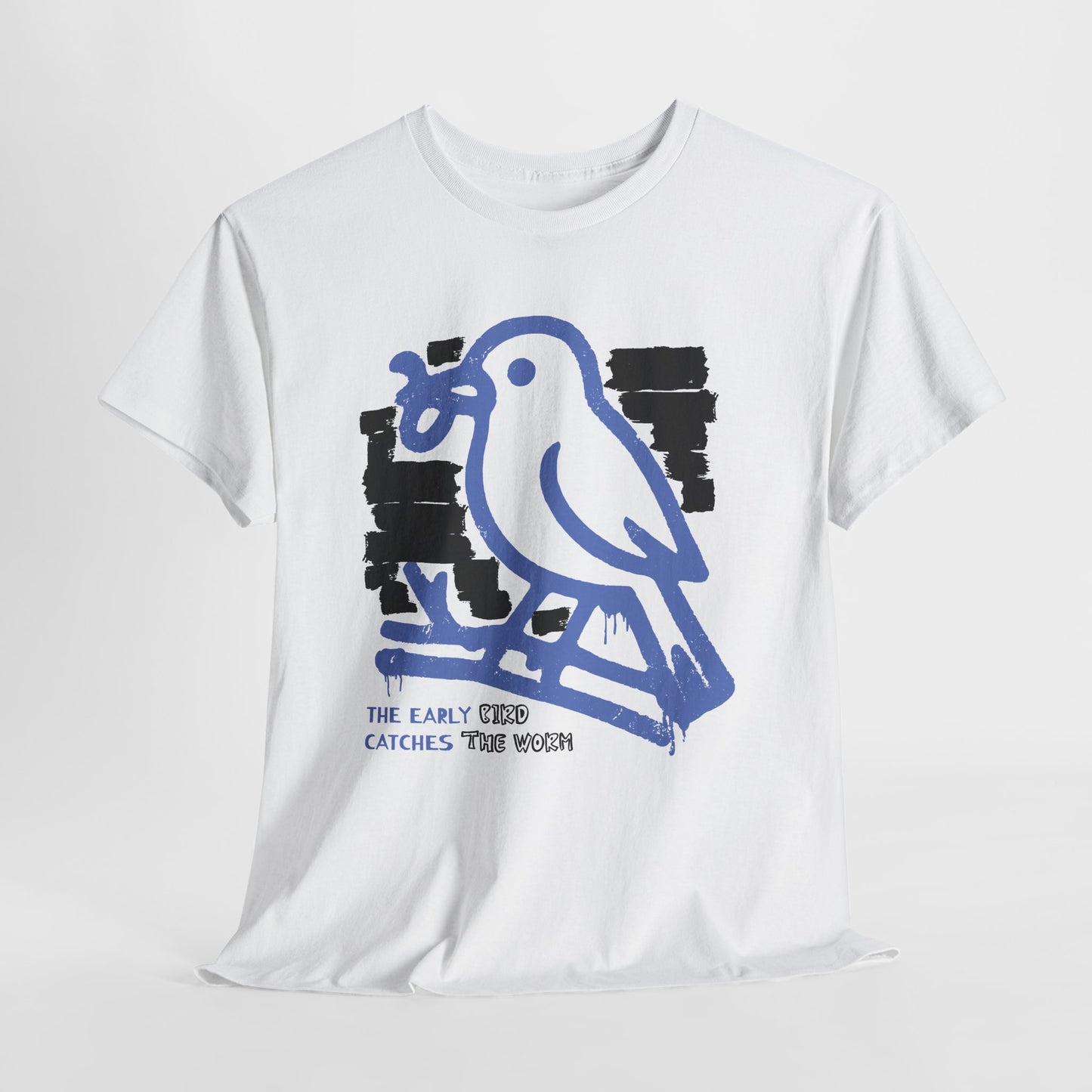 Early Bird Catches The Worm Graphic T-Shirt Tee, Abstract Line Art Shirt, Bold Statement Top, Gildan 5000 Motivational Gift Tee
