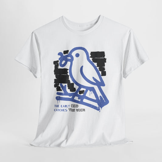 Early Bird Catches The Worm Graphic T-Shirt Tee, Abstract Line Art Shirt, Bold Statement Top, Gildan 5000 Motivational Gift Tee